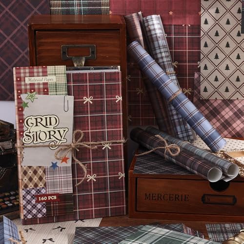 icceemee 160 Sheets of pinstripe Scrapbook Paper, journaling Scrapbook Supplies Craft Collage Paper Set, Junk Journal Bullet Journal Poster Room Decor for Card Making Decorative Gifts - Image 2