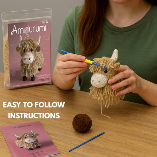 LEISURE ARTS Crochet Kit Amigurumi Highland Cow, Tan, Beginner for Adults, Animal Kit, Crotchet - Image 5
