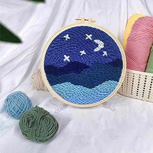 Allazone Punch Needle Embroidery Starter Kits, Pattern Punch Needle Kits Threader Fabric Embroidery, Punch Needle with Adjustable Embroidery Pen for Adults Kids Beginner (Moonlight & Lakeside) - Image 7