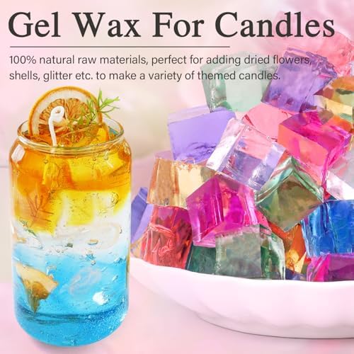 Blingfun Gel Wax for Candle Making with 4 pcs Jelly Wax,50pcs Candle Wicks & 50pcs Stickers Candle Wax for Candle Making,Handcraft Scented Candles Supplies - Image 2