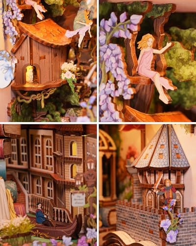 Tonecheer x British Library DIY Book Nook Kit, Shakespeare 3D Wooden Puzzle for Adults, Miniature House Kit Booknook Bookshelf Insert Decor with LED Lights Craft Gifts (Shakespeare's Verse) - Image 2