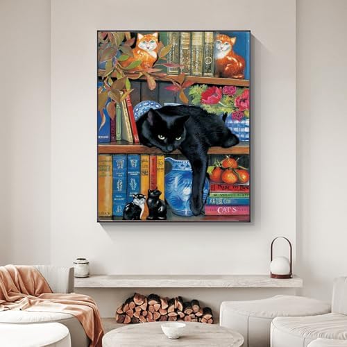 Yezavesu Black Cat Paint by Numbers Kit for Adults Without Frame 16x20 in - Image 2