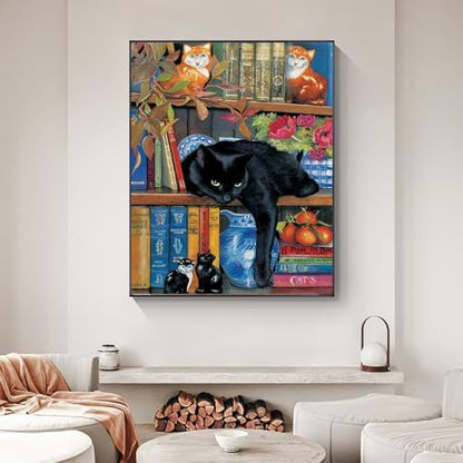Yezavesu Black Cat Paint by Numbers Kit for Adults Without Frame 16x20 in - Image 2