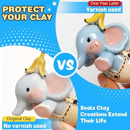 3.4FL OZ Air Dry Clay Glaze & 25pcs Tools Kit, Gloss Protective Sealant - Image 3