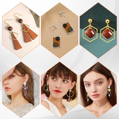 144pcs Earring Hoops for Jewelry Making, 3 Shapes Earrings Findings Hoops Beading Hoop Earrings Hypoallergenic Square Teardrop Round Earring Findings for DIY Craft Accessories Supplies(Gold&Silver) - Image 5