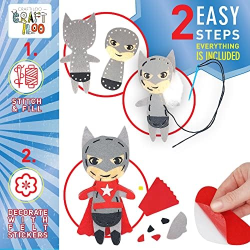 Superhero Sewing Kit for Little Kids - 5 Easy Felt Beginner Projects - Image 5