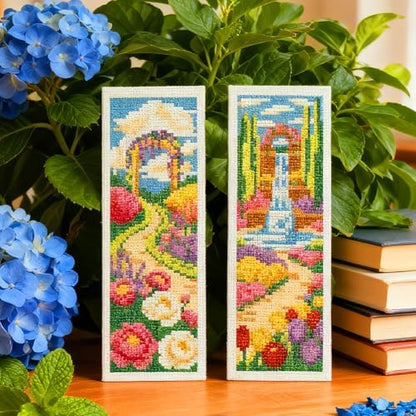 INFUNLY 6 Set Colorful Garden DIY Cross Stitch Bookmark Kits for Adults Rose Sunflower Counted Cross Stitch Kit with Instruction Flowers Stamped Embroidery Bookmark Kit for Book Lovers Readers Gift - Image 5