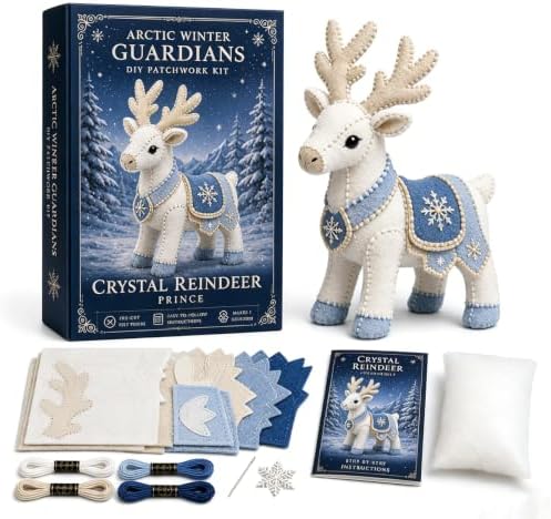 Arctic Winter Guardians DIY Patchwork Kit, Handmade 3D Mythical Plush Sewing Set with Pre-Cut Materials, Felt Animal Sewing Kit for Beginners, an Excellent Choice for Home Décor(Deer 1) by Unknown