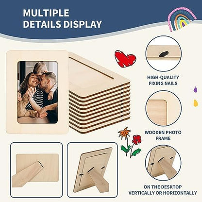 10Pcs Picture Frame Painting Craft Kit for 4*6 Photo,DIY Wooden Frames Kit - Image 4