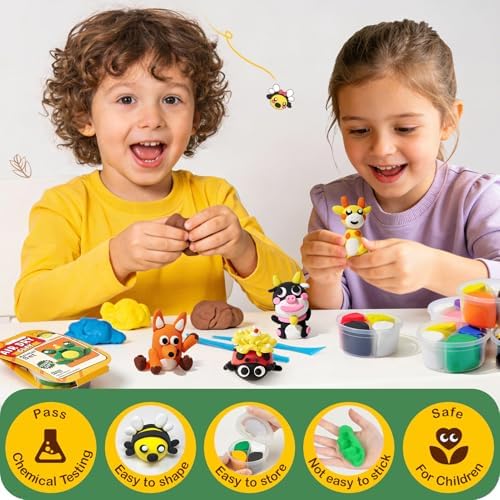 Air Dry Clay for Kids Modeling Clay Kit, 12 Boxes Model Magic Arts and Crafts for Kids with Tools & Tutorial, Non-Sticky, 3-12+ Years Boy Girl Birthday Gift, Animal Themed Party Favors Classroom Prize - Image 5