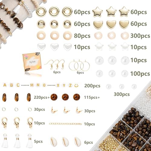 Xylise Jewelry Making Supplies Kit Natural Stone Beads for Irregular Natural Stone with for DIY Craft Bracelet Necklace Earrings for Adults (Tiger's Eye) - Image 2