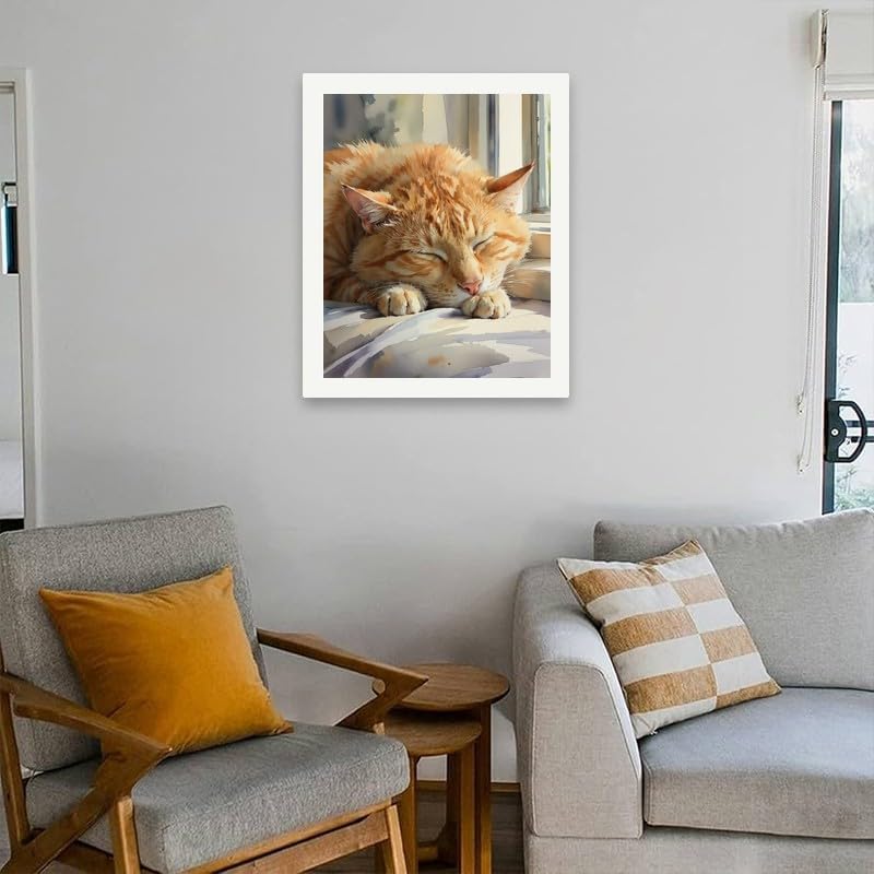 TAOPAOLAB Sleeping Cat Paint by Numbers Kit for Adults - DIY Orange Tabby by Window Painting on Canvas 16x20In, Acrylic Paint Set, Suitable for Beginners, Art for Home Decoration or Gifts - Image 4