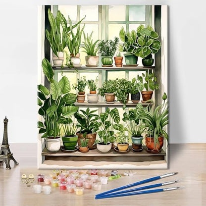 TUMOVO Green Plant Paint by Numbers Kit for Adults Beginner Potted Oil Painting Adult Paint by Number Kits on Canvas Botanic DIY Acrylic Painting Art Crafts for Gifts Home Wall 16"x20"(Frameless) by TUMOVO