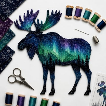 Northern Lights Wildlife DIY Patchwork Kit, Creative Fabric Craft by Unknown