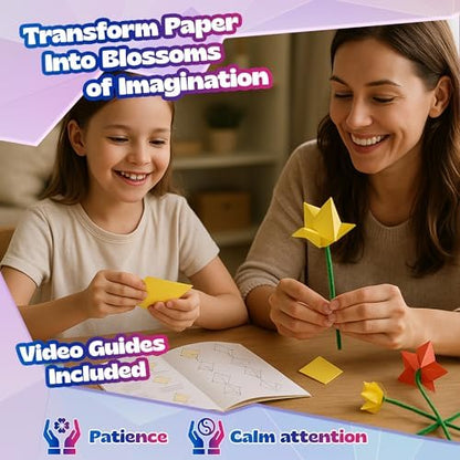 Pinwheel Crafts Flower Origami Kit for Kids Ages 8-12, 150 Pcs - Image 3