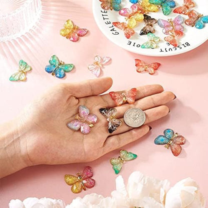 FASHEWELRY 48Pcs Resin Butterfly Charms Flatback Butterfly Embellishments Colorful Insect Earring Charms for Bracelet Necklace Shoes Crafts Scrapbooking Making - Image 7