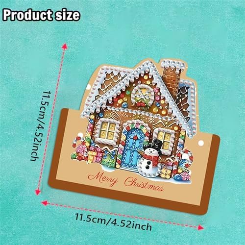 6 pack 3D Christmas Diamond Painting Greeting Cards Kit,House Diamond Art Birthday Cards with Envelopes,DIY Thank You Card Making Craft for Adults,Handmade Greeting Card Supplies Gift Idea(House) - Image 2