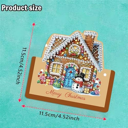 6 pack 3D Christmas Diamond Painting Greeting Cards Kit,House Diamond Art Birthday Cards with Envelopes,DIY Thank You Card Making Craft for Adults,Handmade Greeting Card Supplies Gift Idea(House) - Image 2