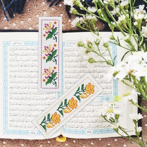 BEUNITONE Cross Stitch Bookmark Kit 6 Pcs Flower DIY Bookmarks Cross Stitch Kits for Adults Beginners with Instructions Cute Pre-Sorted Floss Cross-Stitch Stamped Embroidery Kit for Gifts 8''x2.4'' - Image 6
