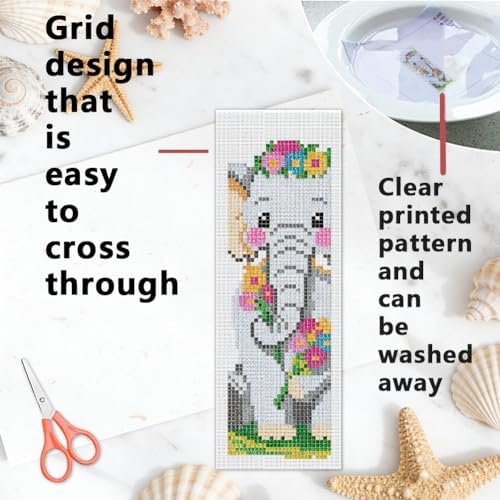 INFUNLY 6 Pcs Cute Elephant Cross Stitch Bookmark Kit with Tassels, Stamped Pre-Printed Bible Verse Embroidery for Adults Beginners, DIY Floss Scissors Needles Tool Set, Craft Gift for Book Lovers - Image 5