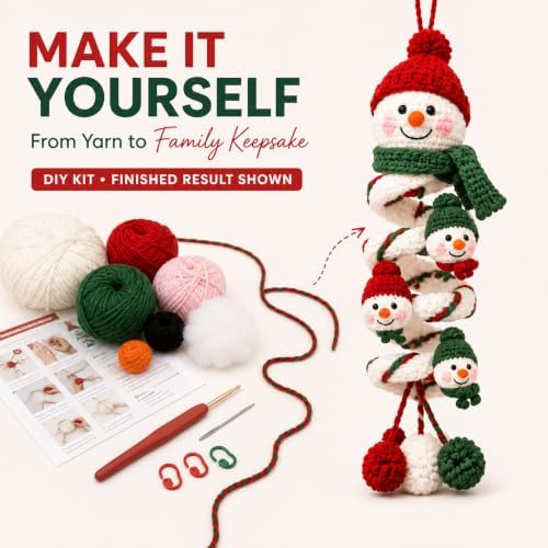 Crochet Snowman Spiral Ornament DIY Kit, Christmas Craft for Adults - Image 2