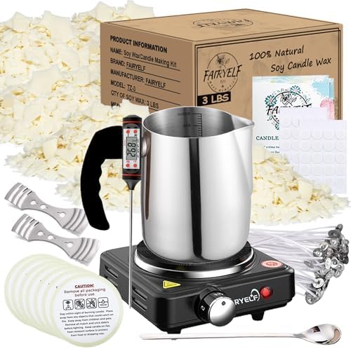 FAIRYELF 3lbs Soy Wax Candle Making Kit for Adults, DIY Craft Supplies Set by FAIRYELF