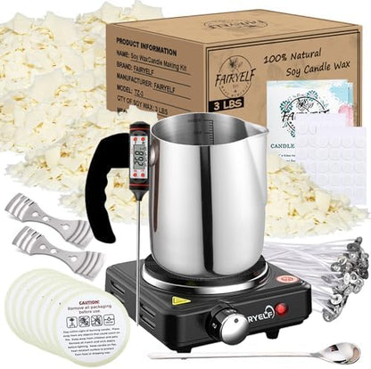 FAIRYELF 3lbs Soy Wax Candle Making Kit for Adults, DIY Craft Supplies Set by FAIRYELF