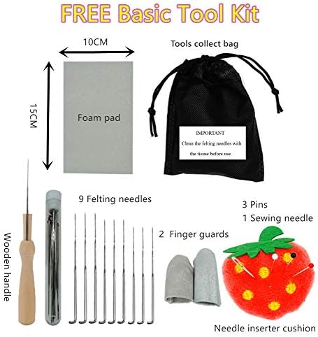 T.F GHG DIY Wool Needle Felting Kit with Basic Needle Felting Tools,Video Tutorial,Easy for Beginners,Felted Cat Kitten Brooch,Animal(Calico Cat) - Image 4