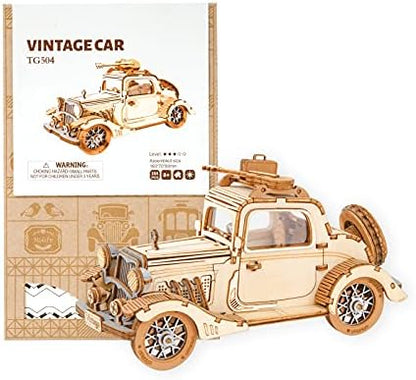 ROBOTIME 3D Wooden Puzzles Car DIY Model Kits to Build Wooden Model Vintage Car Craft Gift for Collection Lover - Image 6