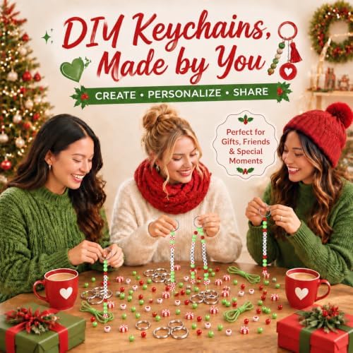 Landical 564 Pcs Christmas Peppermint Keychain Making Kit Name Bead Craft - Image 5