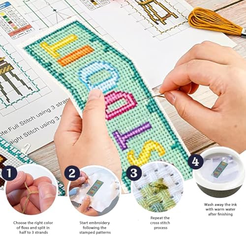 ORIGACH 6 Set Inspiring Words Cross Stitch Bookmark Kit for Beginner - Image 4