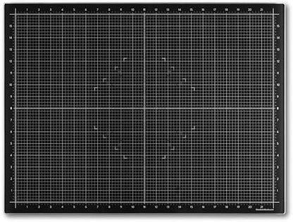 GLASSBOARD STUDIO Glass Craft Mat - Magnetic, Heat & Scratch Resistant - For Crafting, Cutting, Painting, Mixed Media Artwork - Grid Lines, Non-Slip Rubber Feet (Rich Black 24"L x 36"W) by GlassboardStudio