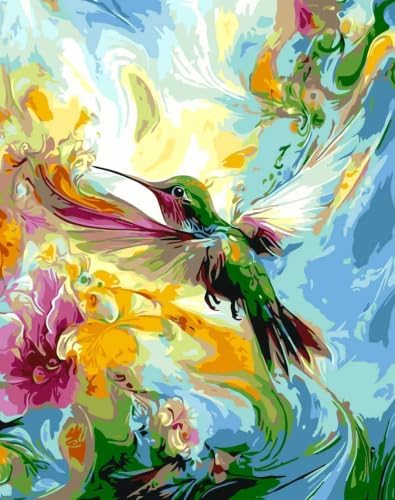 OJTOYART Hummingbird Paint by Numbers Kit for Adults,Paint Canvas 16x20In by Unknown