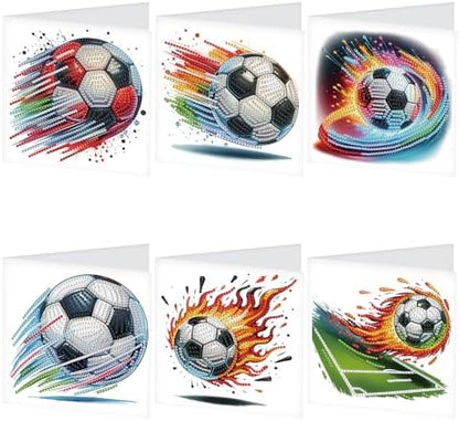 TDFERAN Diamond Painting Football Card 6 Set Crystal Puzzle Sports Invitation Diamond Blank Cards Gem Art Greeting Cards Holiday Event Invitation Card All Occasions Football Lovers Party by TDFERAN