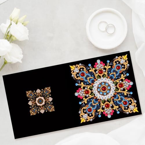Diamond Art Cards with Envelopes–6PCS DIY Diamond Painting Greeting Cards Kit | Card Making Kit with Bling for Adults & Beginners | Birthday,Holiday & Thank You Cards (Mandala Flower) - Image 6