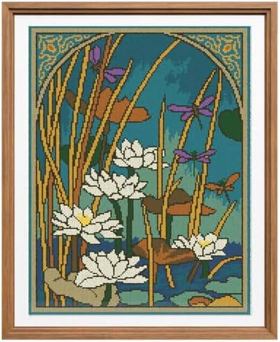 FREEBLOSS 11CT Cross Stitch Kit Stamped Cross Stitch Craft Kit with Stitching Guide for Beginners Floral Pattern Embroidery Set Crossstitch Wall Hanging Set 15.7x19.7inch by FreeandCreativeCraftsArt