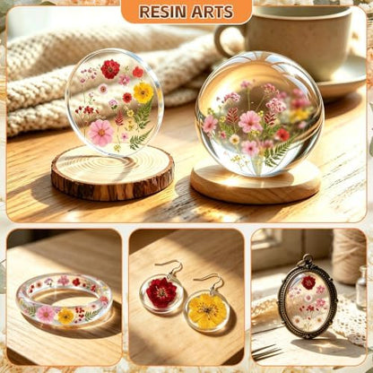 Dried Pressed Flowers for Resin Crafts, Real Dried Flowers and Leaves Kit for Resin Jewelry Molds, Candle & Soap Making, Scrapbooking DIY, Nail Art (Pink, Red) - Image 3