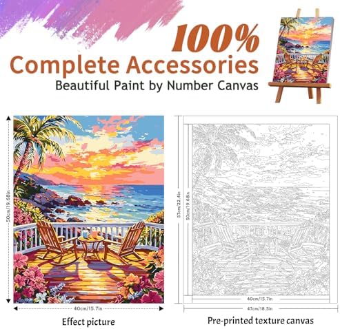 ZTOTZ Paint by Numbers Kit for Adults Sunset Landscape Art 16x20 Home Decor - Image 4