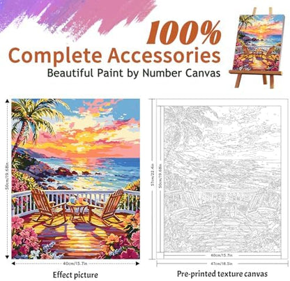 ZTOTZ Paint by Numbers Kit for Adults Sunset Landscape Art 16x20 Home Decor - Image 4