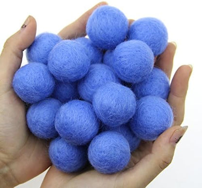 Zasy 30mm Needle Wool Felt Balls Foam Filled Wool Felt Pom Pom Home Decor DIY (Blue) - Image 3