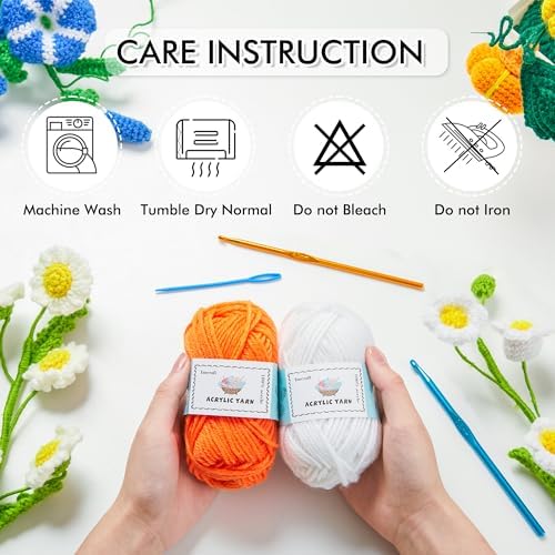 Inscraft Crochet Yarn Kit for Beginners, 1440 Yards 32 Colors Acrylic Yarn Skeins, 2 Crochet Hooks, 2 Weaving Needles, 4 Stitch Markers, 1 Bag, for Crocheting & Knitting, Gift for Adults - Image 7