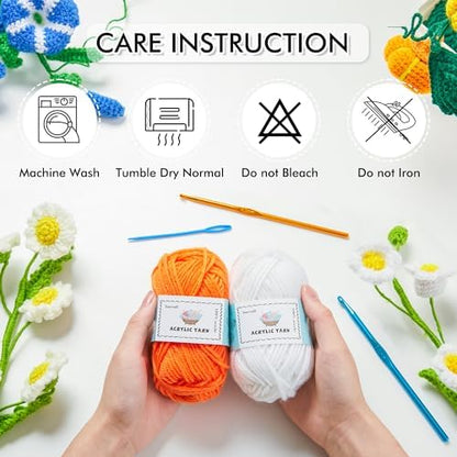 Inscraft Crochet Yarn Kit for Beginners, 1440 Yards 32 Colors Acrylic Yarn Skeins, 2 Crochet Hooks, 2 Weaving Needles, 4 Stitch Markers, 1 Bag, for Crocheting & Knitting, Gift for Adults - Image 7