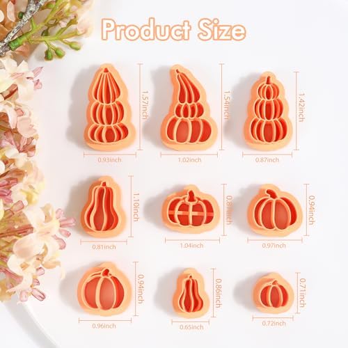 Puocaon Pumpkin Polymer Clay Cutters - 9 Pc Fall Earrings Clay Cutters for Jewelry, Thanksgiving - Image 3