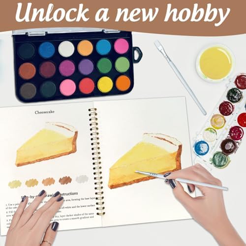Watercolor Workbook, Water Coloring Book, 12 Different Patterns of Original DIY Designs, 18 Colors Watercolor Paint Set, Beginner-Friendly Watercolor Workbooks (Dessert), Perfect Gifts for Adults - Image 5