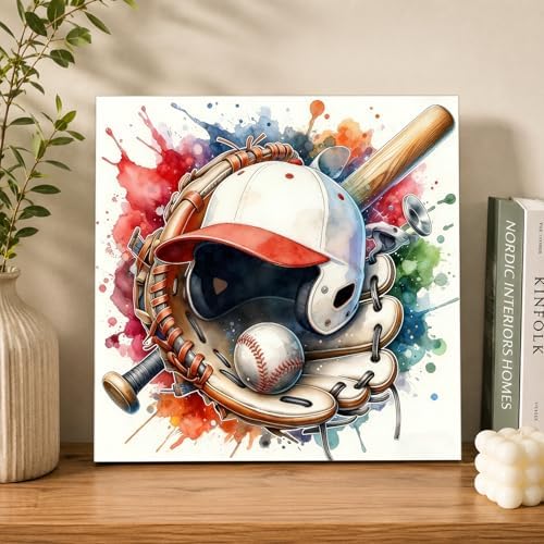 AUKELHJ Framed Paint by Numbers Kit for Adults, Baseball, 10x10 inch - Image 2