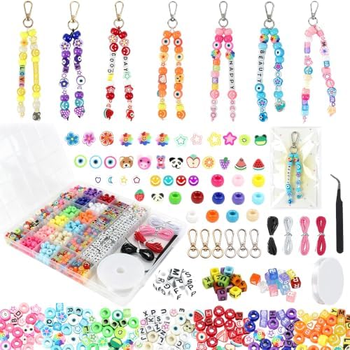GANKTOWCOY 890PCS DIY Beaded Keychain Making Kit, Colorful Bag Charm Kit by GANKTOWCOY