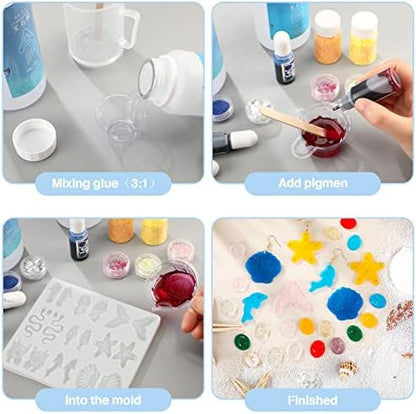Patelai 4 Pcs Resin Earring Molds for Jewelry Making Kit, Mermaid Ocean - Image 5