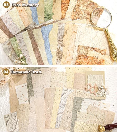 168Pcs Textured Scrapbook Paper Kit Embossed Rice Paper for Junk Journaling - Image 6