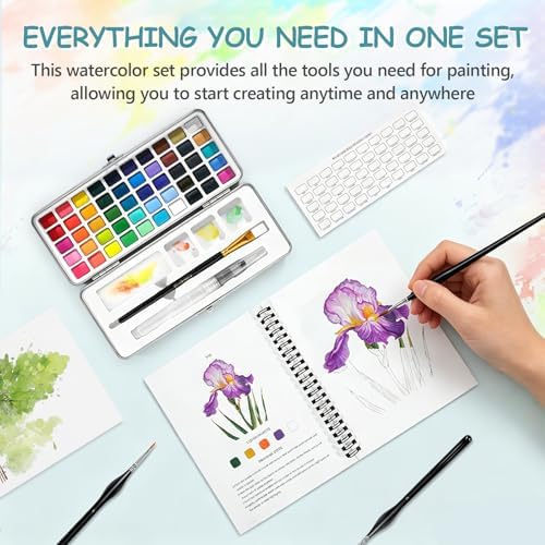 50 Colors Watercolor Workbook for Beginners with Paint & Paper - Image 5