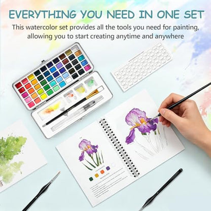 50 Colors Watercolor Workbook for Beginners with Paint & Paper - Image 5